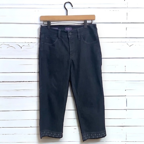 NYDJ | Ariel Dark Wash Studded Crop Denim Jeans, Women’s Size 4 - Picture 3 of 7